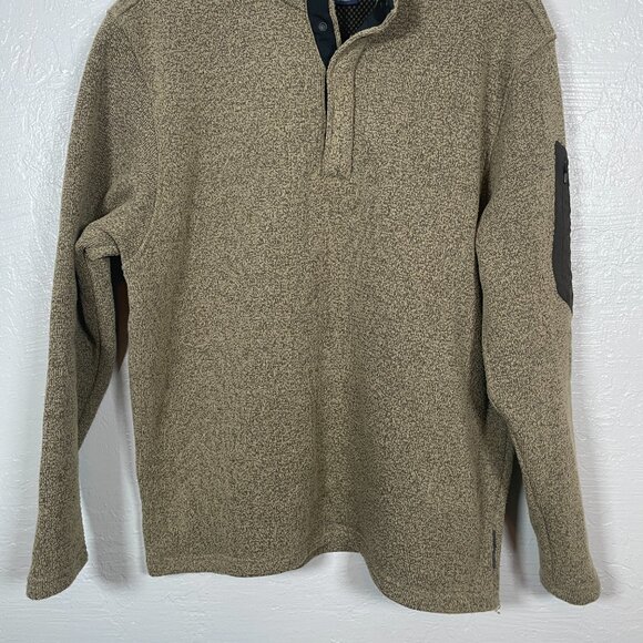 Exofficio Men L Tan Black Fleece 1/4 Snap Pullover Jacket Zip Pocket Gorpcore - Picture 2 of 7